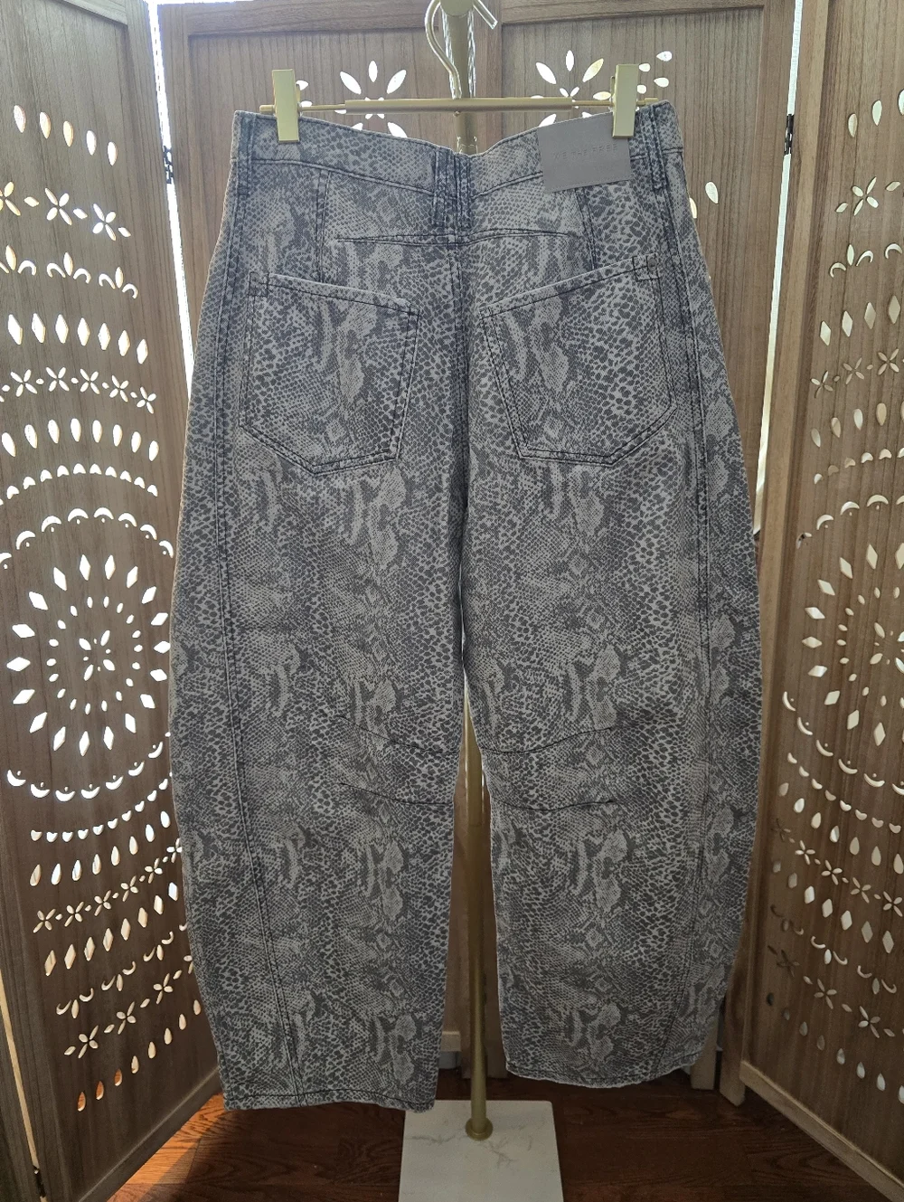 NWOT We The Free Good Luck Printed Barrel Jeans-Snake Combo